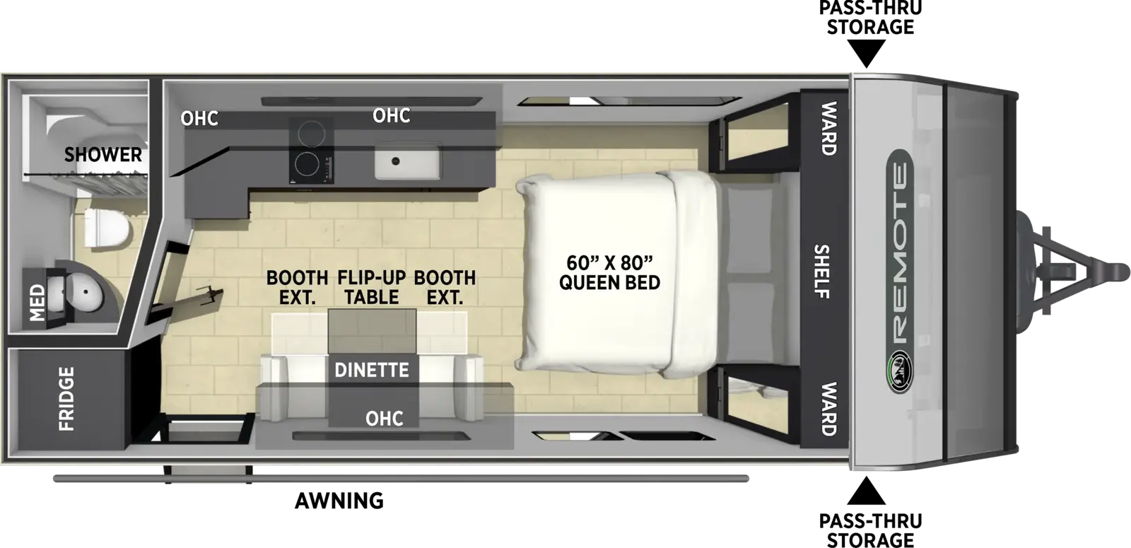 Plan de plancher Coachmen Remote 8' Wide 198RBC 2027