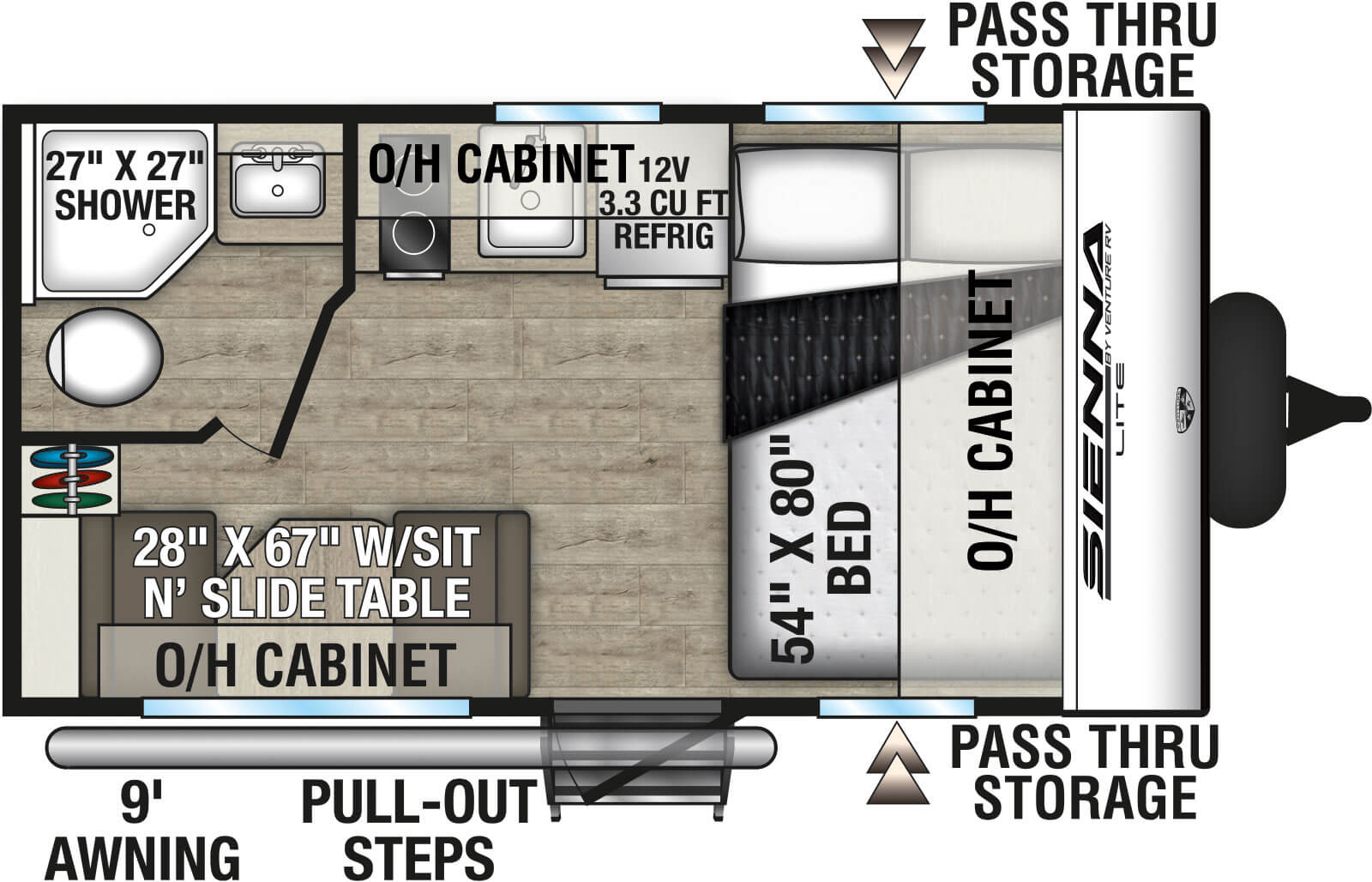 Plan de plancher Venture RV Sienna Lite SA130VRD 2027