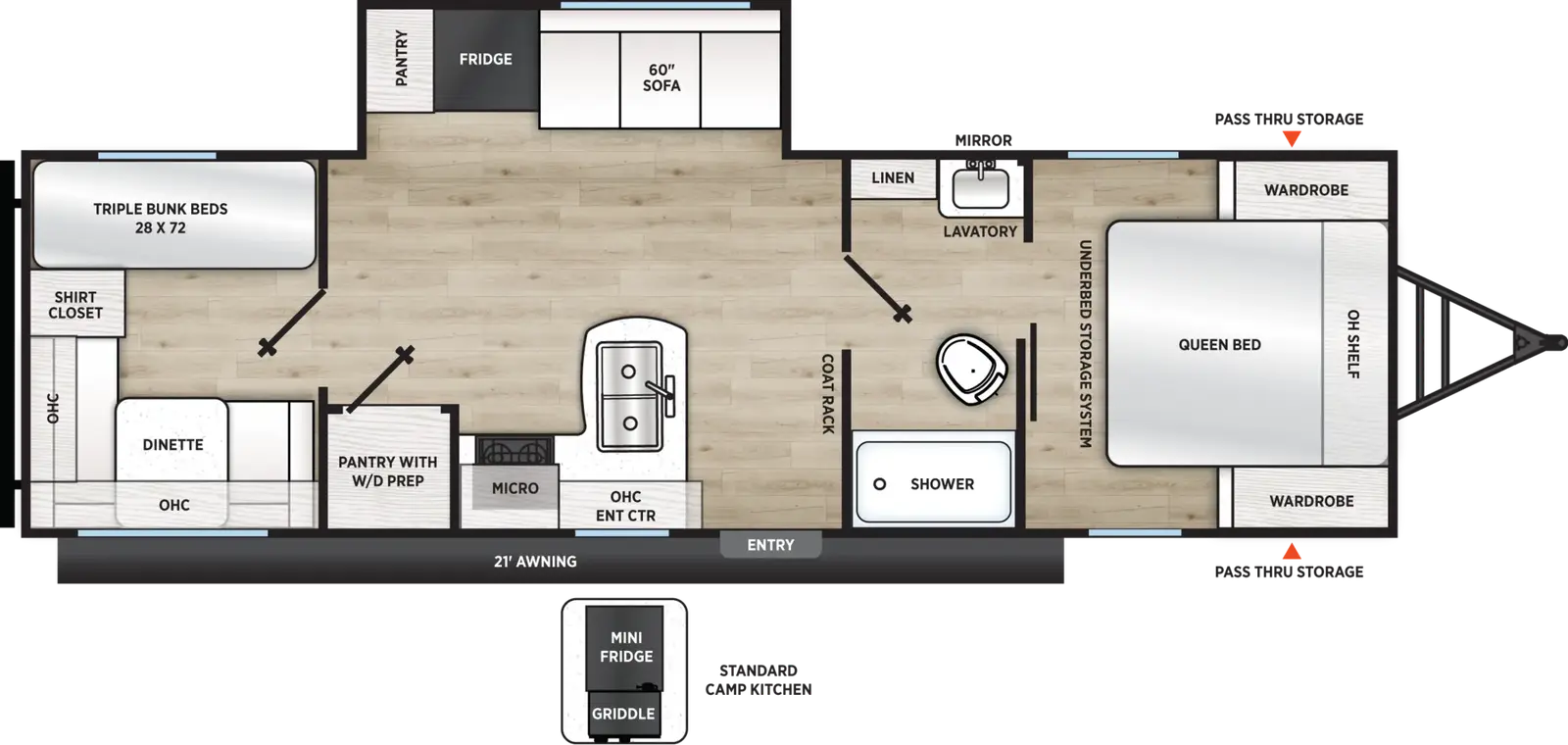Plan de plancher officiel Forest River Viking 26BHD 2027